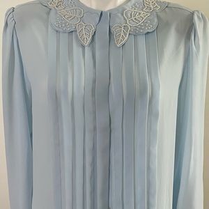 Women’s Sheridan Square Vintage Pearl Design Collar Button Front Blouse Sz 12
